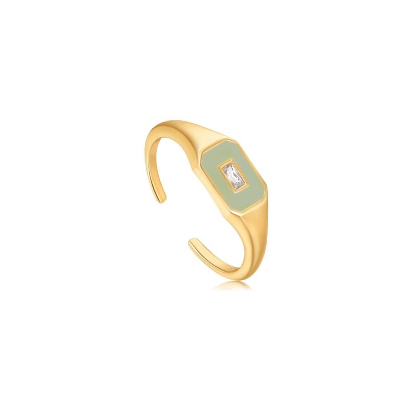 Δαχτυλίδι Ania Haie Sage Enamel Emblem Gold Adjustable Ring