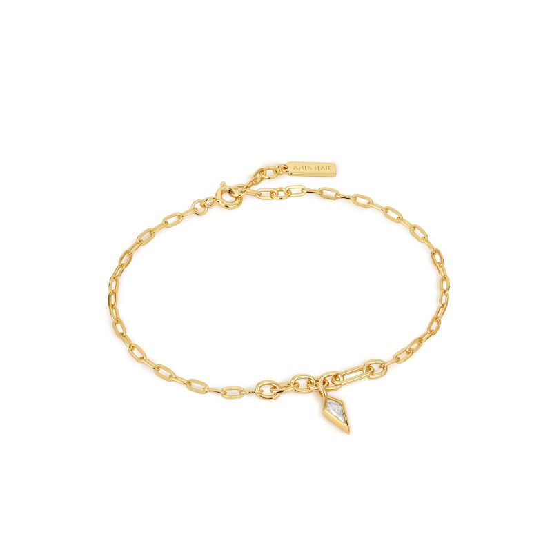 Βραχιόλι Gold Sparkle Drop Pendant Chunky Chain
