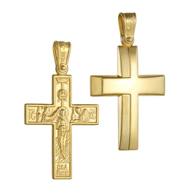 Σταυρός ανδρικός βαπτιστικος χρυσος καρατια 14